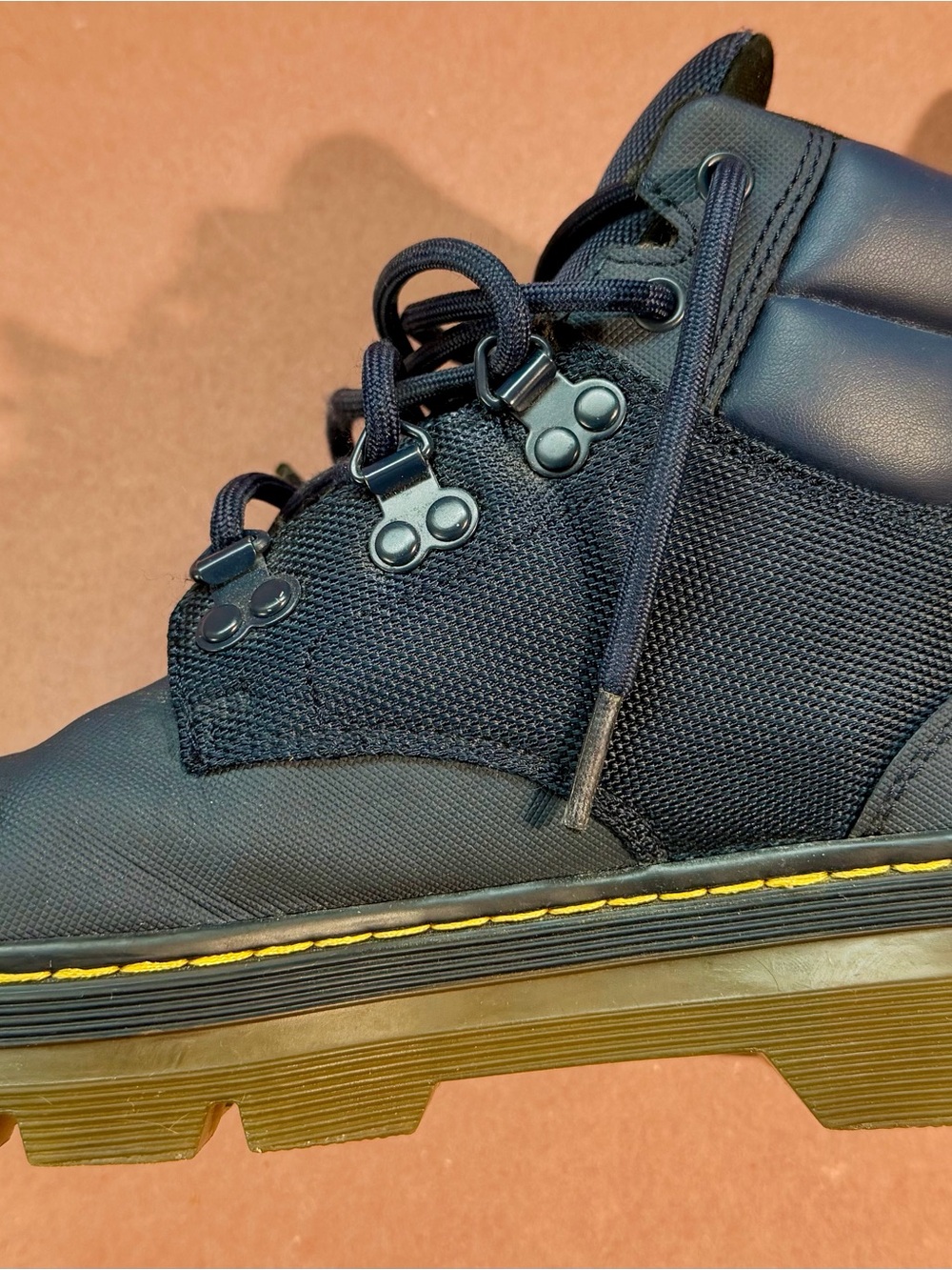 Dr. Martens Navy Blue Tech Vinyl and Canvas Lace-Up Work Boots - Picture 3 of 9